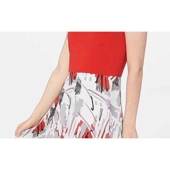 Truth + Style Regular Mix Media Chiffon Midi Dress - Women's Large, Red/Grey - Picture 4 of 9